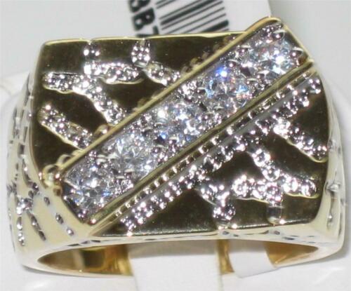 Jewellery Kingdom Mens Nugget Pinky Signet Cubic Zirconia Two Tone Ring (Gold) - Rings - British D'sire