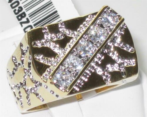 Jewellery Kingdom Mens Nugget Pinky Signet Cubic Zirconia Two Tone Ring (Gold) - Rings - British D'sire