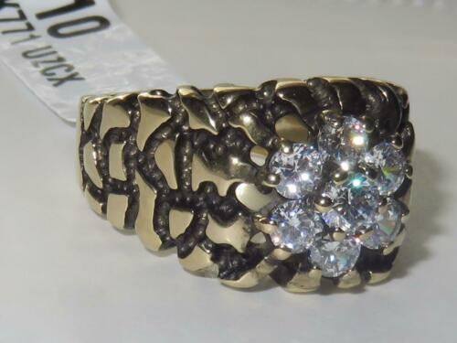 Jewellery Kingdom Mens Nugget Signet Pinky Derby Steel 18kt No Tarnish Classy Ring (Gold) Secondary image