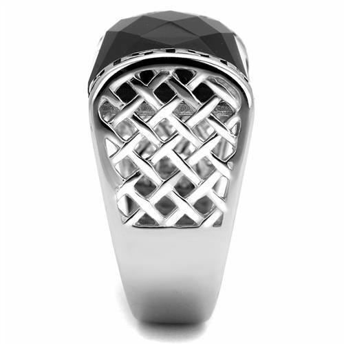 Jewellery Kingdom Mens Onyx Signet Pinky Black Greek Key Stainless Steel Ring (Silver) Secondary image