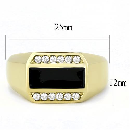 Jewellery Kingdom Mens Onyx Signet Pinky Classic 18kt Steel Cz All Sizes Classy Ring (Gold) - Jewelry Rings - British D'sire