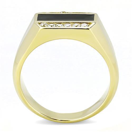 Jewellery Kingdom Mens Onyx Signet Pinky Classic 18kt Steel Cz All Sizes Classy Ring (Gold) - Jewelry Rings - British D'sire