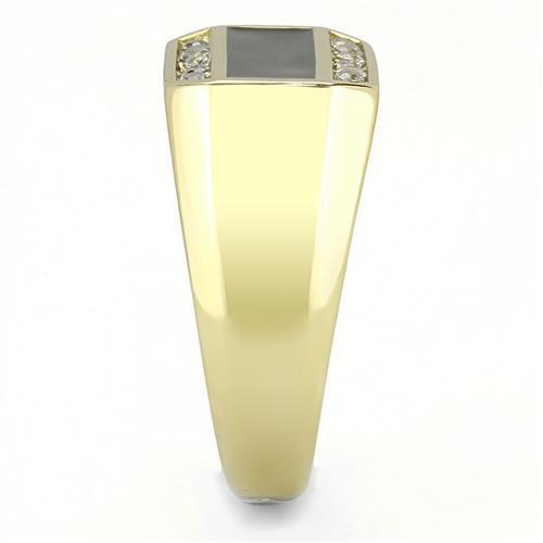 Jewellery Kingdom Mens Onyx Signet Pinky Classic 18kt Steel Cz All Sizes Classy Ring (Gold) Secondary image