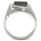Jewellery Kingdom Mens Onyx Signet Pinky Cz Stainless Steel Classic Ring (Black Silver) - Jewelry Rings - British D'sire