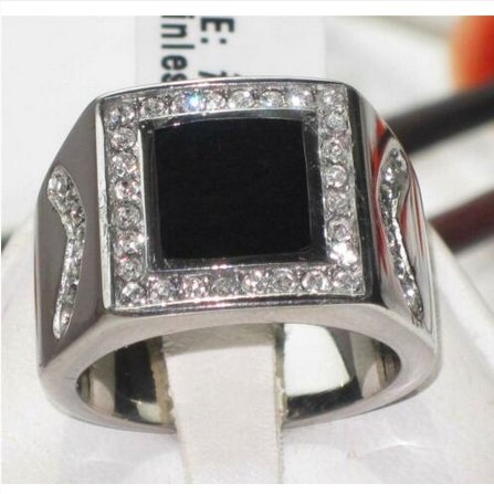 Jewellery Kingdom Mens Onyx Signet Pinky CZ Stainless Steel Square Gift All Sizes Ring (Silver) - Jewelry Rings - British D'sire Main image