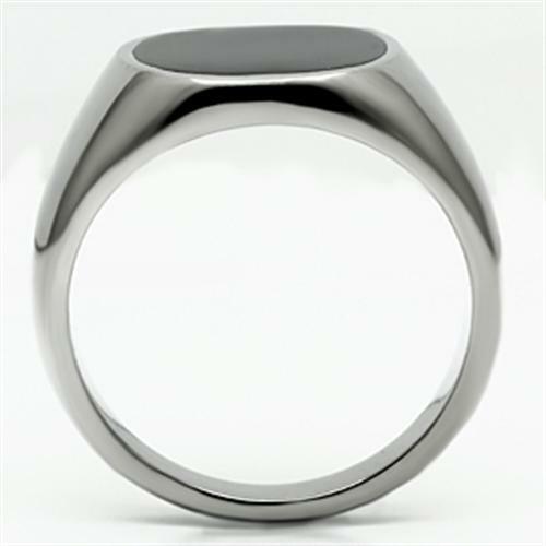 Jewellery Kingdom Mens Onyx Signet Pinky Stainless Steel Stamped Classic Ring (Silver) - Jewelry Rings - British D'sire