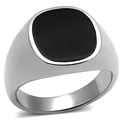 Jewellery Kingdom Mens Onyx Signet Pinky Stainless Steel Stamped Classic Ring (Silver) - Jewelry Rings - British D'sire