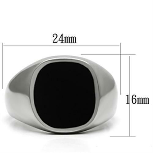 Jewellery Kingdom Mens Onyx Signet Pinky Stainless Steel Stamped Classic Ring (Silver) - Jewelry Rings - British D'sire