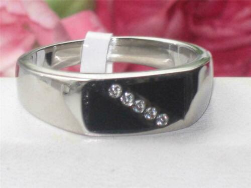 Jewellery Kingdom Mens Onyx Stainless Steel Black Signet Pinky Cubic Zirconia Silver Ring Secondary image