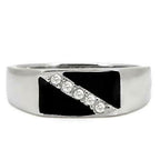 Jewellery Kingdom Mens Onyx Stainless Steel Black Signet Pinky Cubic Zirconia Silver Ring - Jewelry Rings - British D'sire