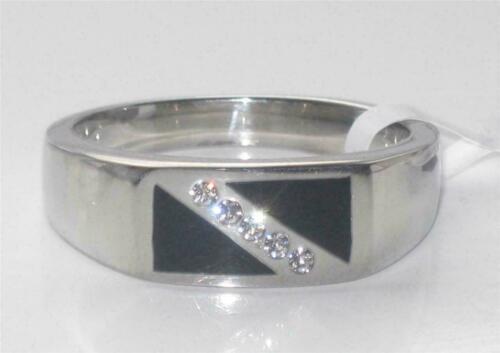 Jewellery Kingdom Mens Onyx Stainless Steel Black Signet Pinky Cubic Zirconia Silver Ring - Jewelry Rings - British D'sire Main image