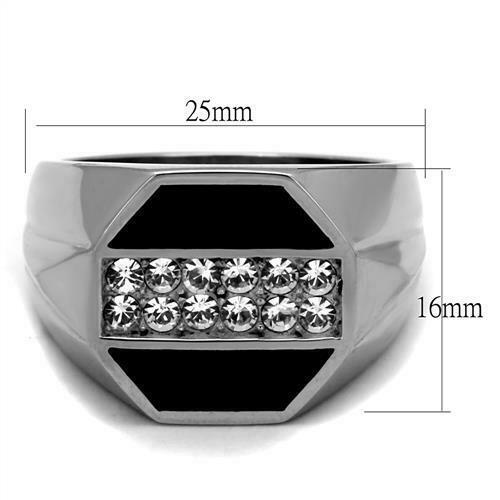 Jewellery Kingdom Mens Onyx Stainless Steel Cz Silver Signet All Sizes No Tarnish Ring (Back) - Jewelry Rings - British D'sire