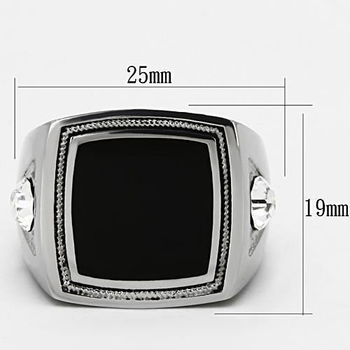 Jewellery Kingdom Mens Onyx Stainless Steel Silver Signet Pinky Ring (Black) - Jewelry Rings - British D'sire