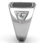 Jewellery Kingdom Mens Onyx Stainless Steel Silver Signet Pinky Ring (Black) - Jewelry Rings - British D'sire