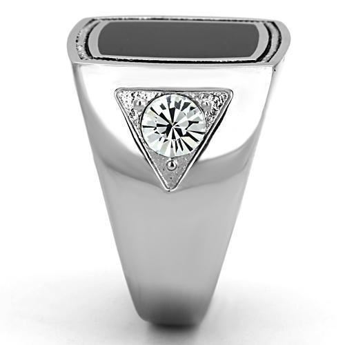 Jewellery Kingdom Mens Onyx Stainless Steel Silver Signet Pinky Ring (Black) - Jewelry Rings - British D'sire