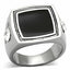 Jewellery Kingdom Mens Onyx Stainless Steel Silver Signet Pinky Ring (Black) - Jewelry Rings - British D'sire