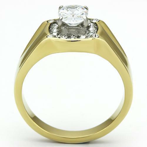Jewellery Kingdom Mens Oval Pinky Signet Cz 18kt 2 Carat Mans Steel Smart Classy Ring (Gold) - Jewelry Rings - British D'sire