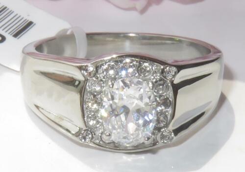 Jewellery Kingdom Mens Oval Pinky Signet Cz Stainless Steel Ring (Silver) Secondary image