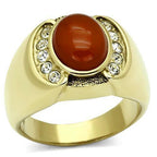 Jewellery Kingdom Mens Oval Red Gemstone Agate Siam Signet Pinky Semi Precious Gold Ring - Jewelry Rings - British D'sire