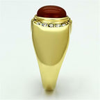 Jewellery Kingdom Mens Oval Red Gemstone Agate Siam Signet Pinky Semi Precious Gold Ring - Jewelry Rings - British D'sire