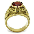 Jewellery Kingdom Mens Oval Ruby USA Military Army Signet 18k Steel Ring (Gold) - Rings - British D'sire