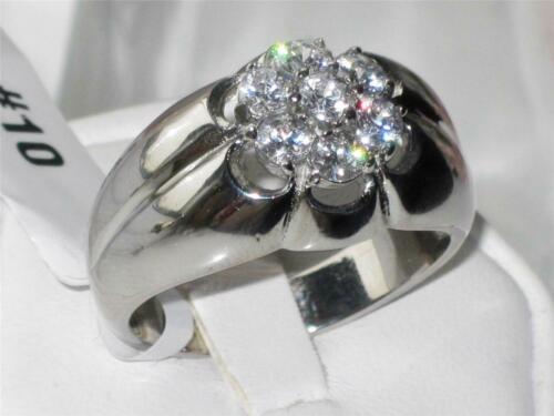 Jewellery Kingdom Mens Pinky 7 Stone Signet Cubic Zirconia Stainless Steel Ring - Jewelry Rings - British D'sire Main image