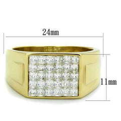 Jewellery Kingdom Mens Pinky Princess Cut Square 30 Stone 18kt Steel Signet Gold Ring - Jewelry Rings - British D'sire