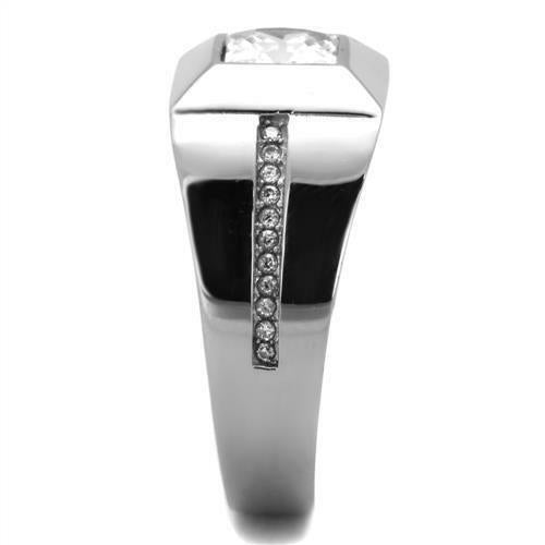 Jewellery Kingdom Mens Pinky Ring Signet Square Princess Cut Silver Cz Stainless Steel - Jewelry Rings - British D'sire Main image