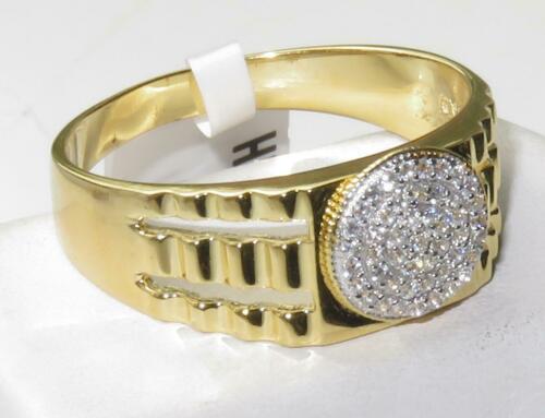 Jewellery Kingdom Mens Pinky Signet 18kt Sterling Silver Cubic Zirconia Classy Ring (Gold) - Jewelry Rings - British D'sire