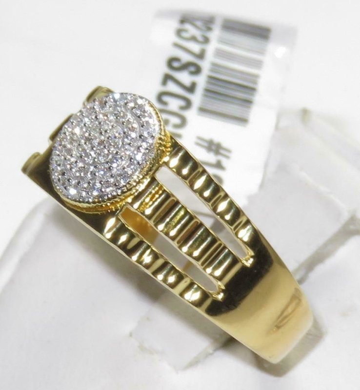 Jewellery Kingdom Mens Pinky Signet 18kt Sterling Silver Cubic Zirconia Classy Ring (Gold) - Jewelry Rings - British D'sire