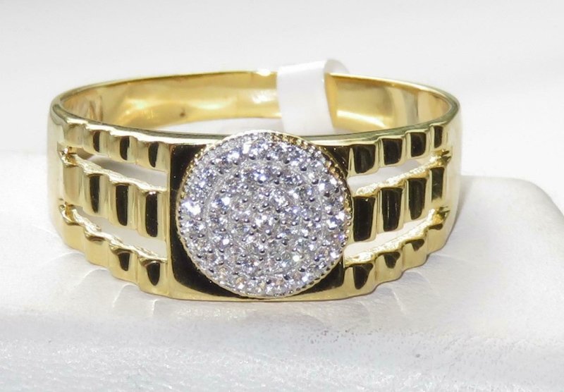 Jewellery Kingdom Mens Pinky Signet 18kt Sterling Silver Cubic Zirconia Classy Ring (Gold) - Jewelry Rings - British D'sire