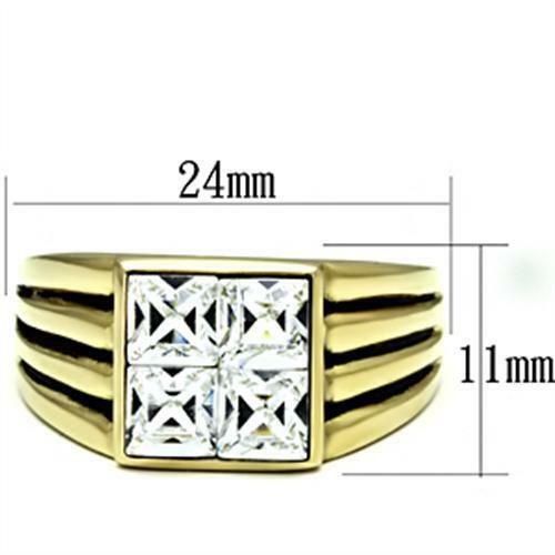 Jewellery Kingdom Mens Pinky Signet 7 Cart Stainless Steel 18kt No Tarnish Square Ring (Gold) Secondary image