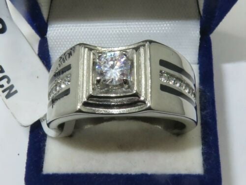 Jewellery Kingdom Mens Pinky Signet Cz Stainless Steel 2K Ring (Silver) - Rings - British D'sire Main image