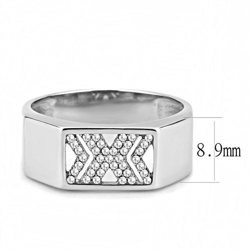 Jewellery Kingdom Mens Pinky Signet Cz X Designer Stainless Steel Silver Ring - Jewelry Rings - British D'sire