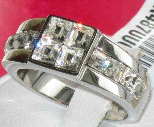 Jewellery Kingdom Mens Pinky Signet Square Cubic Zirconia Stainless Steel Ring (Silver) - Jewelry Rings - British D'sire