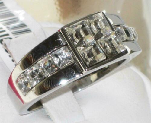 Jewellery Kingdom Mens Pinky Signet Square Cubic Zirconia Stainless Steel Ring (Silver) - Jewelry Rings - British D'sire