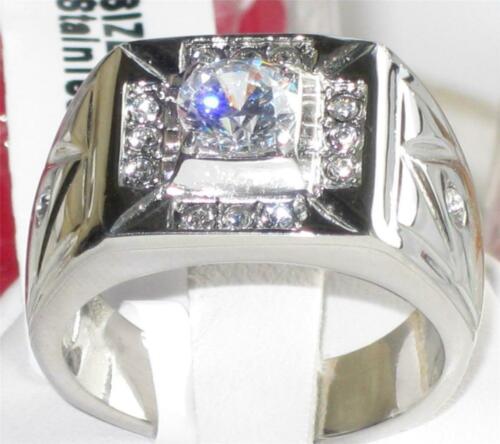 Jewellery Kingdom Mens Pinky Signet Stainless Steel 2K Ring (Silver) - Rings - British D'sire