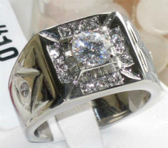 Jewellery Kingdom Mens Pinky Signet Stainless Steel 2K Ring (Silver) - Rings - British D'sire