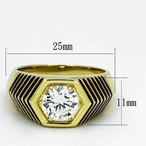 Jewellery Kingdom Mens Pinky Solitaire Signet Steel 18kt Ring (Gold) Secondary image