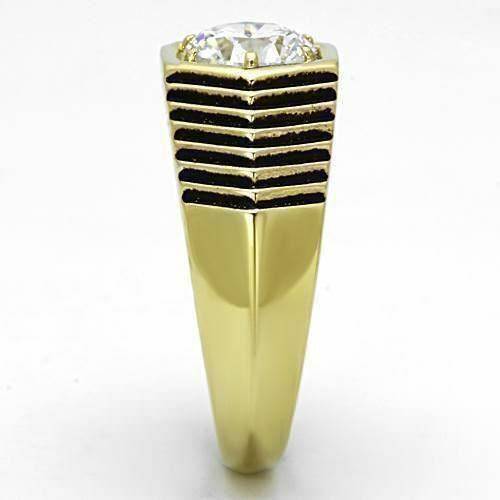 Jewellery Kingdom Mens Pinky Solitaire Signet Steel 18kt Ring (Gold) - Jewelry Rings - British D'sire