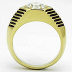 Jewellery Kingdom Mens Pinky Solitaire Signet Steel 18kt Ring (Gold) - Jewelry Rings - British D'sire