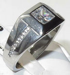 Jewellery Kingdom Men's Princes Simulated Diamond Signet Ring (Silver) - Jewelry Rings - British D'sire