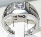 Jewellery Kingdom Men's Princes Simulated Diamond Signet Ring (Silver) - Jewelry Rings - British D'sire