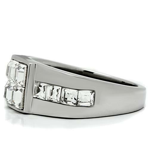 Jewellery Kingdom Mens Princess Cut Signet Pinky Simulated Diamonds Bling Silver (Ring) - Jewelry Rings - British D'sire