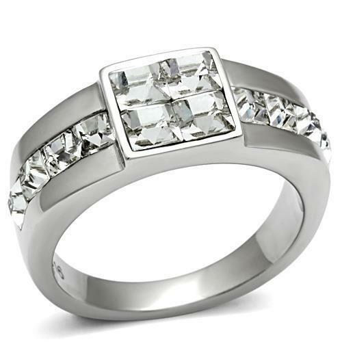 Jewellery Kingdom Mens Princess Cut Signet Pinky Simulated Diamonds Bling Silver (Ring) - Jewelry Rings - British D'sire