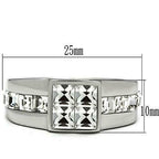 Jewellery Kingdom Mens Princess Cut Square Signet Cubic Zirconia Stainless Steel Ring (Silver) - Rings - British D'sire