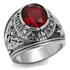 Jewellery Kingdom Mens Red Ruby Military USA Army Signet Ring (Silver) - Rings - British D'sire