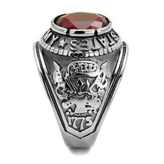 Jewellery Kingdom Mens Red Ruby Military USA Army Signet Ring (Silver) - Rings - British D'sire