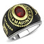 Jewellery Kingdom Mens Ruby Red Oval Unites States Marine Stainless Steel Ring (Gold) - Rings - British D'sire