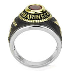 Jewellery Kingdom Mens Ruby Red Oval Unites States Marine Stainless Steel Ring (Gold) - Rings - British D'sire